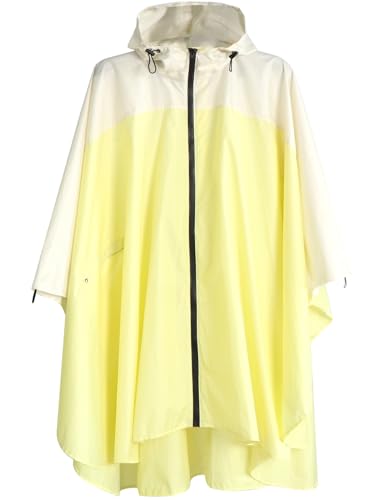 ANYOO Léger Imperméable Respirant Ripstop Poncho avec capuchon pour les activités de plein air,Mindaro/Ivory,Taille unique