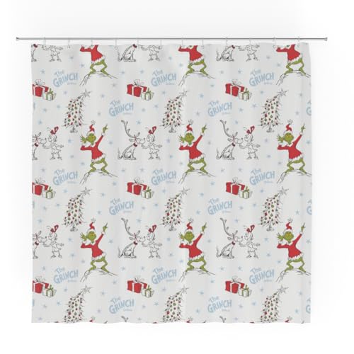 Grinch Holiday Christmas Bath Microfiber Shower Curtain 72x72 (Officially Licensed Product) by Franco