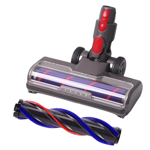 FEVORCS Cepillo compatible con Dyson V7 V8 V10 V11 V15 Aspiradora Pieza de Repuesto Boquilla de Suelo Accesorios 5 Luces Frontal para Suelos Duros y Alfombras