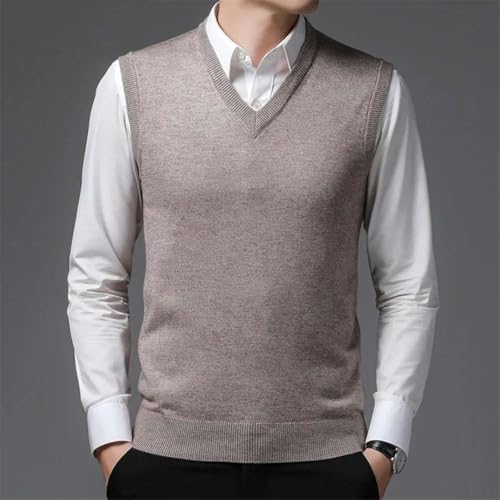 TdvcpmkkMen's Cashmere Vest V Neck Sweater Casual Business Knitted Vest Sweater2