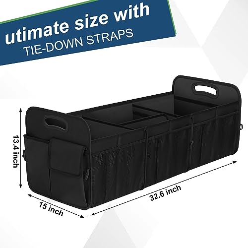 Image of Femuar Large Capacity Trunk Organizer, Waterproof Car Accessory, Non-Slip, Foldable, Suitable for All Vehicles, Black