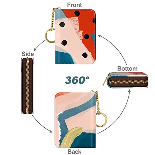 Image of Nipichsha Credit Card Holder, Small RFID Card Wallet for Women, Slim Leather Card Holder Wallet, Morandi Art, 4.33 x 3.15 x 0.98 inches, Fashions