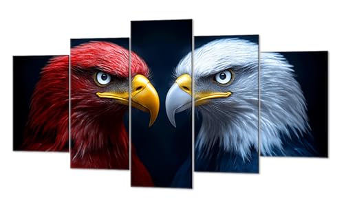 Animal Águila Diamond Painting, 5 Pcs 5D Kit Mosaico Pintura de Diamante, Kit Bordado en Punto de Cruz Manualidades Adultos, DIY Gran Tamaño Cuadro Damantes, Decoracion Hogar Regalos 60x100cm P-d-1622