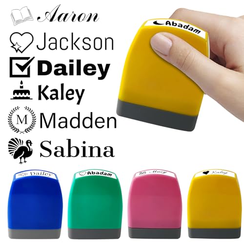 Custom Stamp - Personalized Signature Stamps Self Inking with Name Date for Business Work Office Graduated Day Gifts (Trapezoidal)