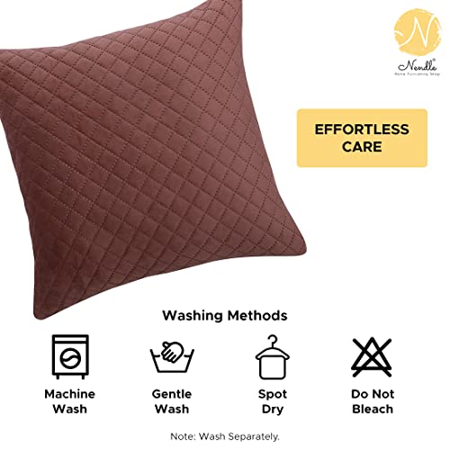 Image of Nendle Luxurious Soft Velvet Solid Color Quilted 210 TC Cushion Covers 16 Inch X 16 Inch Set Of 5 (Copper, 40 * 40 Cm)