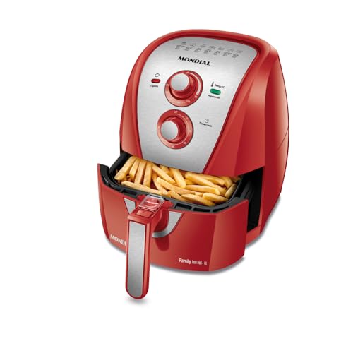 MONDIAL Fritadeira Sem Óleo Air Fryer 4L, Vermelho/Inox, 1500W, 110V - AFN-40-RI