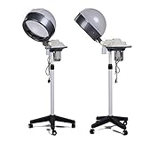 secador de casco para peluqueria - Fabricado en aluminio de aleación + PVC, que es sólido y fiable. La anchura de las ruedas de goma es 39cm y la altura de la máquina es 117-155cm. Es adecuado para la ondulación permanente, peluquería, salón de belleza, familia, peluquería, spa, cuidado del cabello, etc.