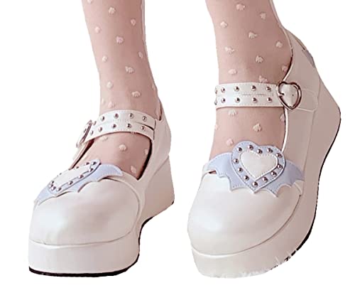 Women's Mary Jane Shoes Lolita Round Toe Block Heels Gothic Sweet Heart Floral Oxfords Ankle T-Strap Platform Dress Shoes Classic Gothic Pumps2