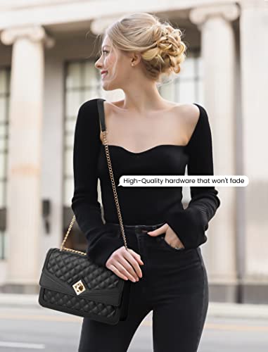 Lovevook Black Purse For Women Leather Crossbody Bags Shoulder Purses With Chain Strap Ladies Classic Satchel Handbag #TOP1