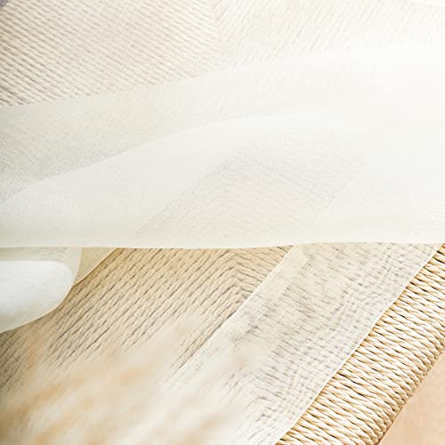 Window Beige Sheer Curtains 45 Inch Length 2 Panels, Rod Pocket Semi Sheer Curtain Panels For Kitchen, Sheer & Lightweight Small Window Treatments Curtains For Kids Room, Bedroom, Set Of 2, 52"X 45". #TOP5