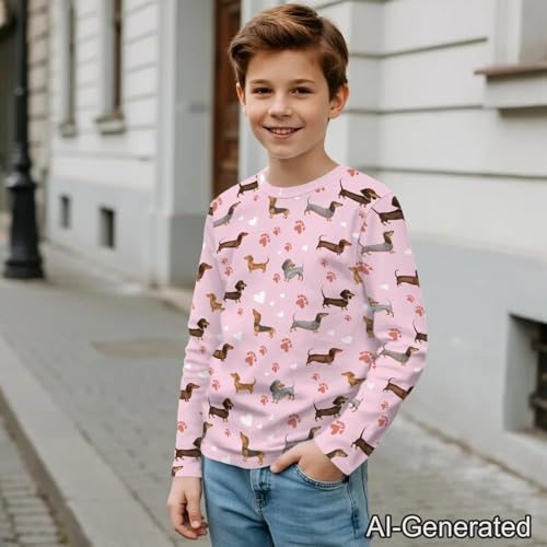 Image of Renewold Boys Girls Tees Kids T-Shirt Long Sleeve Crewneck T Shirts Casual Athletic Tops Clothing for Home School Travel