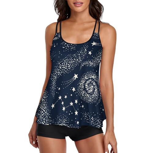 Robe de plage maillot tankini galaxie femme anti-frottement avec shorty