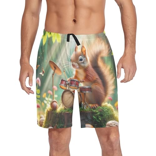 Mens Pajama Shorts Digital Art Cute Kitten Gym Workout Pj Sleeping Shorts Funny Floral Casual Cool S4