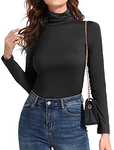 NVWAN Women's Turtleneck Tops Long Sleeve Lightweight Slim Active Base Layer Shirts Black X-Large - Image 5