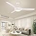 LANMOU Ventilatore da Soffitto con Lampada Ventilatore con Telecomando Plafoniera a LED Dimmerabile 3 Velocità Ventilatore Silenzioso per Soggiorno Camera dei Bambini Sala da Pranzo, 52inch,Bianca