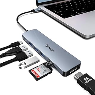 USB C Hub, Tymyp USB C Docking Station Laptop 7 in 1 USB Hub Multiport Adapter HDMI, 100W PD, 3 USB 3.0, SD/TF Dock for Dell/HP/Lenovo/Mac Book Pro