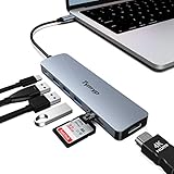 【Estación de Acoplamiento USB C 7 en 1】: El Hub USB C funciona perfectamente con los dispositivos portátiles tipo C con el adaptador USB-C multipuerto, que incluye: 1 x puerto de carga USB tipo C, 1 x HDMI 4K, 3 x Puertos USB A 3.0, 1 x lector de tarjetas SD/Micro SD