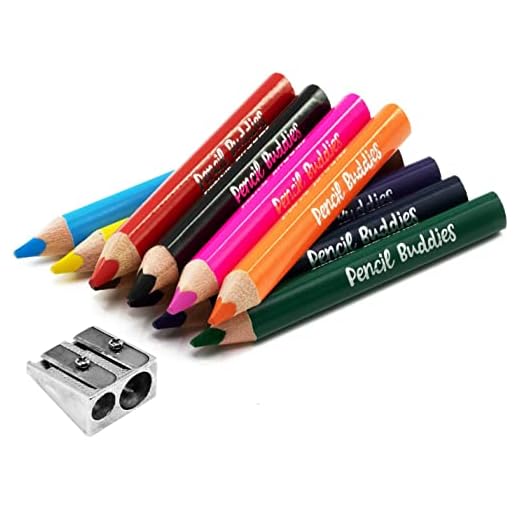 Short Fat Colored Pencils for Kids - 10 Triangle Jumbo Color Pencils for Ages 2-6, Preschool, Toddlers & Beginners, Color Pencils for Kids - Pre Sharpened Toddler Coloring Pencils Set With Sharpener
