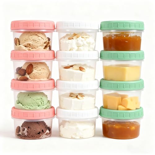 UMETASS Food Storage Containers, 12 Pack 4 oz Freezer Storage Containers with Twist Top Lids, Leakproof, BPA Free, Microwave & Dishwasher Safe Takeout Container - Ideal for Soup and More