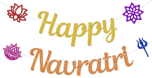 Happy Navratri �o�i�[ �n�b�s�[ �i�����g�� �f�R���[�V���� �C���f�B�A�� �t�F�X�e�B�o�� �p�[�e�B�[ �f�R���[�V���� �S�[���h&�I�����W