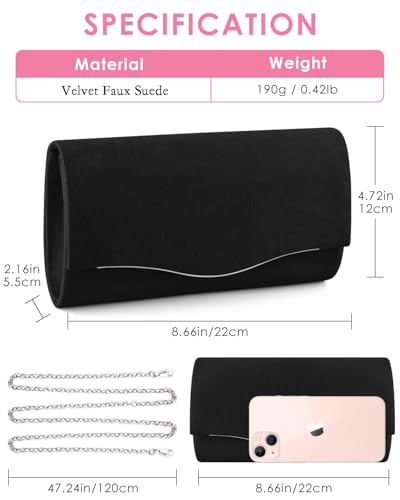 Image of TINDTOP Clutch Purses for Women, Formal Evening Bags Suede Shoulder Envelope Party Handbags Wedding Cocktail Prom Clutches