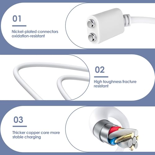USB-Ladekabel Universal 2-Pin 7mm Magnetisches, Magnetisches USB-Ladekabel, Suitable for Magnetic Charging Massager Products, Toys Charging Cable (Weiß)