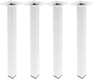 PrimeMatik - Pies Cuadrados para Mesa y Mueble. Patas en Acero Blancas de 40cm 4-Pack