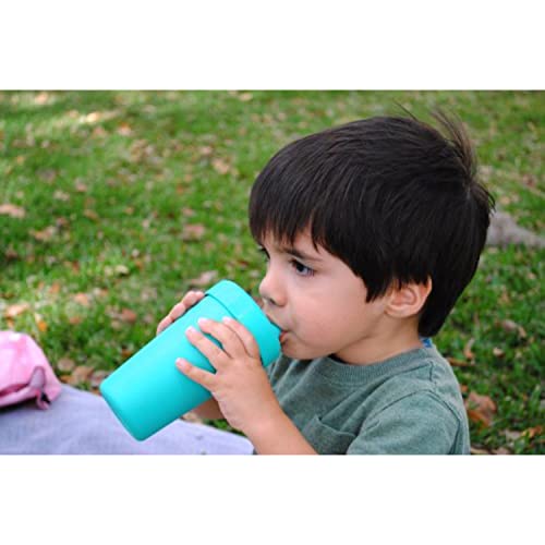 Re Play Made In Usa 2Pk Toddler Feeding No Spill Sippy Cups With 1 Piece Silicone Easy Clean Valve, Bpa Free Eco Friendly Heavyweight Recycled Milk Jugs, Virtually Indestructible, Aqua & Sunny Yellow #TOP2