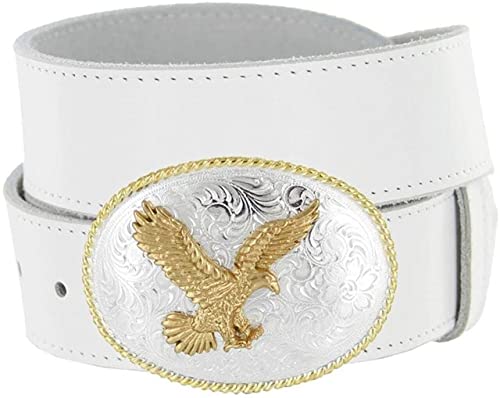 Western American Eagle& Hunting Dogs Buckle Genuine Full Grain Leather Casual Jean Belt 1-1/2