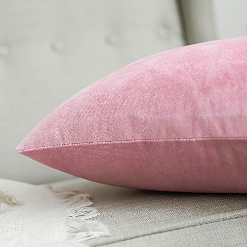 Miulee Pack Of 2 Decorative Velvet Pillow Covers Soft Square Throw Pillow Covers Solid Cushion Covers Bright Pink Pillow Cases For Sofa Bedroom Car 18 X 18 Inch 45 X 45 Cm #TOP1