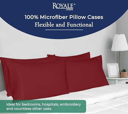 Image of Royale Linens Queen Pillowcase Set of 2 - Bed Pillow Cover - 20 inch x 30 inch - Red Pillowcases - 1800 Brushed Microfiber, Wrinkle & Fade Resistant - Soft & Cozy- Queen Size Pillow Case (Queen, Tango Red)