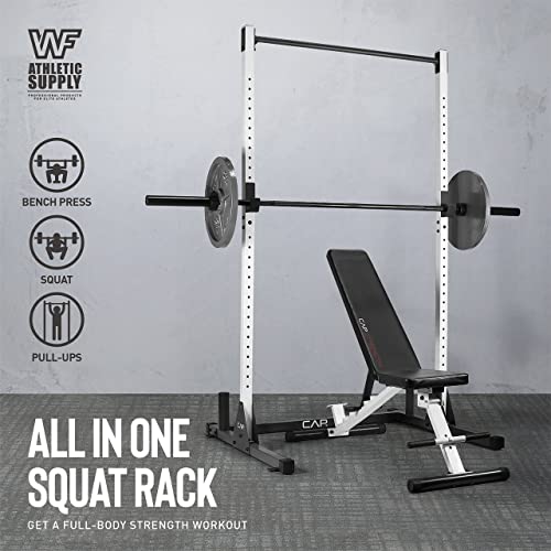 WF Athletic Supply Squat Stand with J-Hooks & Pull up bar, Bench Press Rack for Full Body Strength Workout; Safety Spotter Arms, Plate Holder & Half Rack Conversion Kit Attachments Available - Thumbnail 5