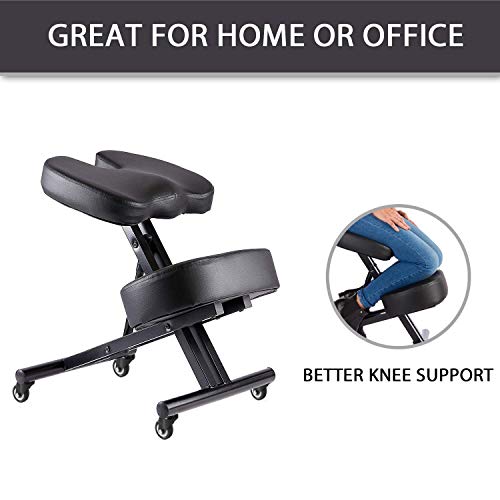 Kneeling Chair with Orthopedic Back Pain Seat, Faux Leather - Manual Adjust, Helps Prevent Coccyx Pain, Kneeling Chair for Better Posture. - Thumbnail 6