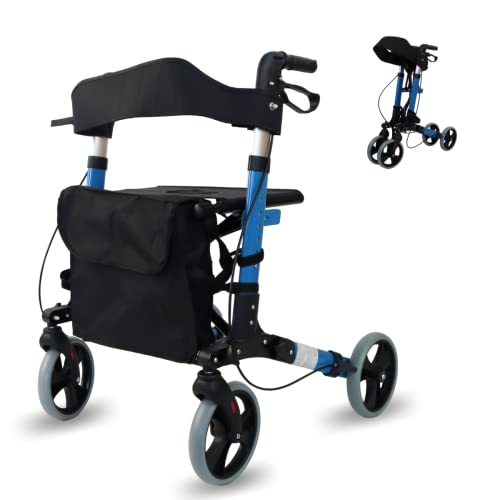 Déambulateur 4 roues pour handicapés et seniors bleu clair Mobiclinic Trajano