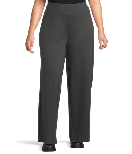 Women's Plus Size High-Waisted Full Length Pants, Graphite