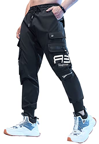 MOKEWEN Men's Motorcycle Techwear Jogger Cargo Pants with Pockets