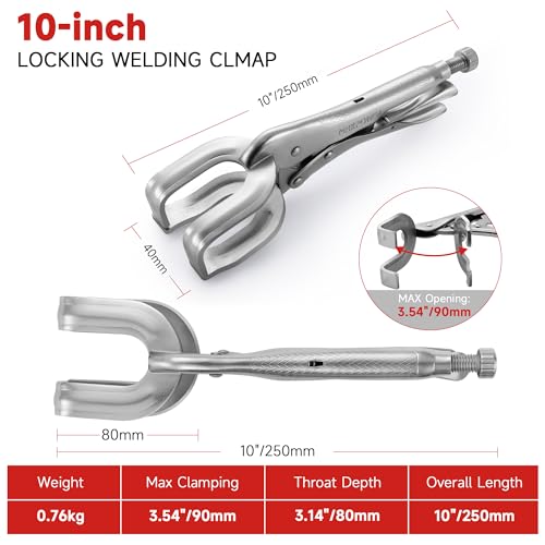 Image of MAXPOWER 10-inch Locking Pliers Welding Clamp, U-shaped Jaw Max Capacity Up to 3.54 inch, 2-Piece Locking Welding Clamps