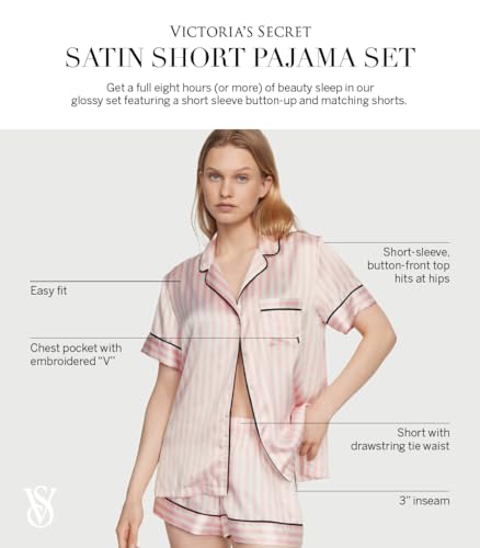 Victoria's Secret Satin Pajama Set, Short Sleeve Button Down Shirt & Shorts, Sleepwear for Women (XS-XXL)4