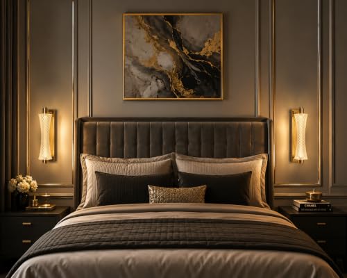Image of FILLISKA Luxurious Acrylic Crystal Wall Lamp with Adjustable Colour Changing Function, Elegant Finish (Diamond Cut French Gold-9439)