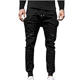 tuduoms Men's Fashion Athletic Joggers Pants Slim Fit Workout Sweatpants Trousers Cotton Cargo Pants Gym Running Long Pants Black