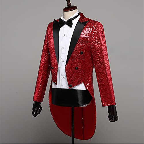 JEsilunmaMY Men's Sequin Tuxedo Jacket Shiny Notched Lapel Slim Fit Suit Jacket Dinner Party Wedding Blazer Without Shirt2