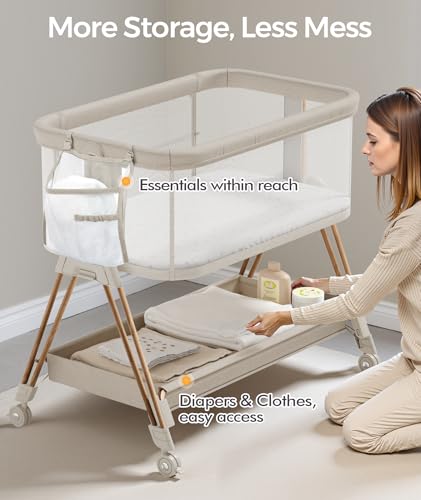 Image of Fodoss Baby Bassinets Bedside Sleeper - 3-in-1 Stable Bassinet for Newborns
