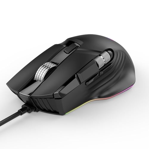Ratón RGB para juegos de PC con cable, ruedas duales y diseño ergonómico