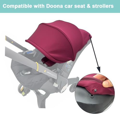 Image of Stroller Accessories Replacement Canopy Compatible with Doona+ and Doona i Car Seats & Strollers, Larger Sunshade, Durable Fabric (Wine red)