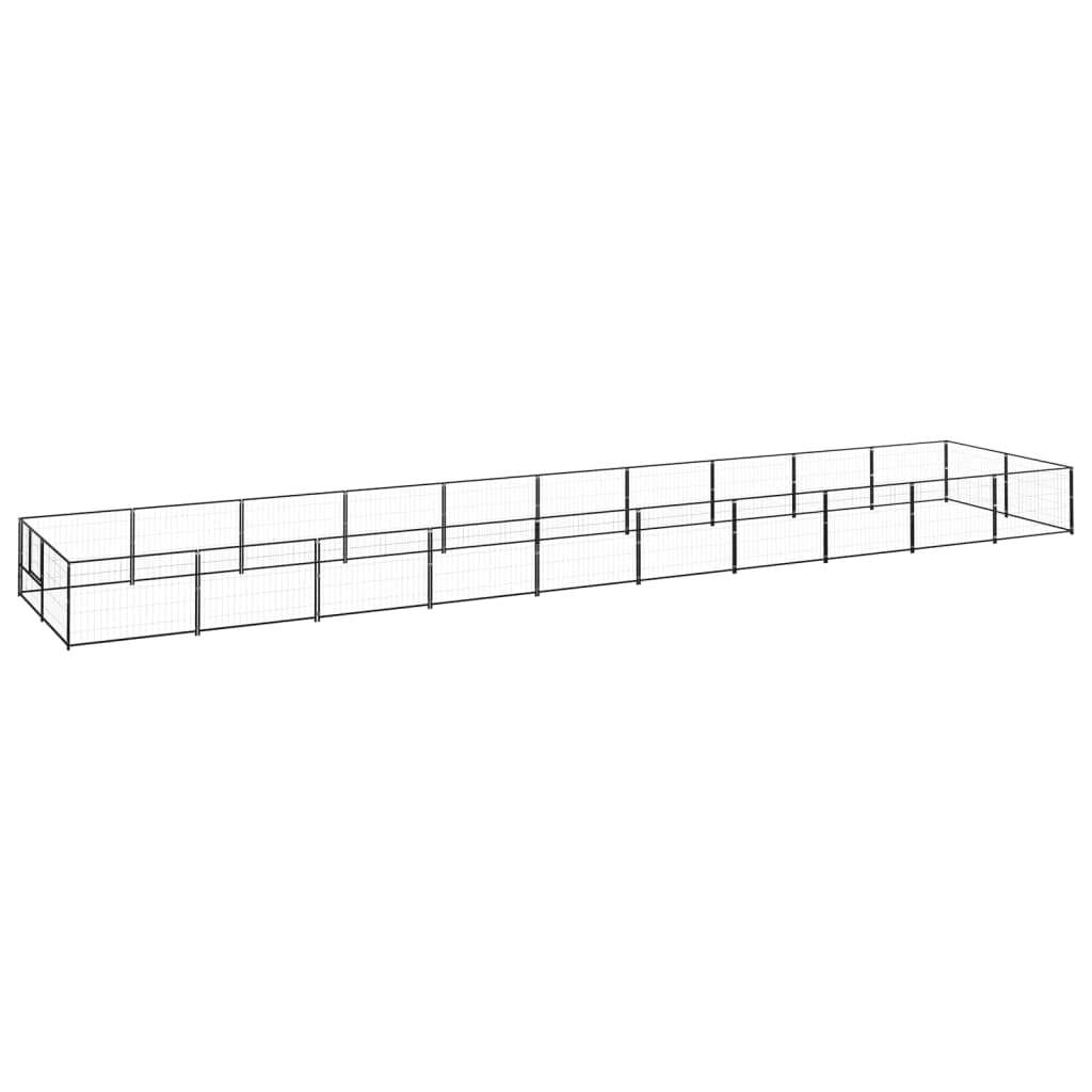 Artykuły dla zwierząt - Hodowla dla psów, czarna, 20 m², stal, zwierzęta i artykuły dla zwierząt