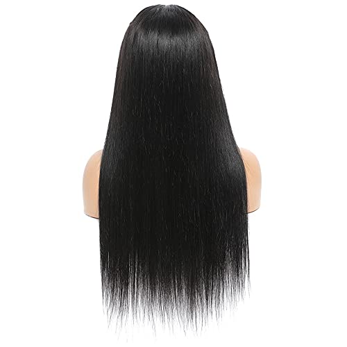 AiPliantfis Straight Human Hair Wig Natural Black Real Hair 13X6 Lace Glueless Wig Wear and Go Pre Plucked 150% Density Unprocessed Brazilian Remy Hair 16 Inch - Afbeelding 4