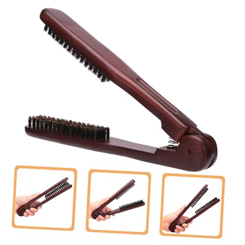 Peine alisador estático con cerdas y pinza para cabello miniatura 6
