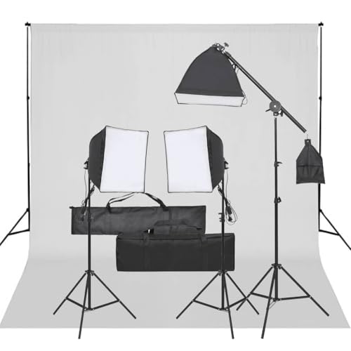 vidaXL Fotostudio-Set mit Beleuchtung und Hintergrund, Studio-Kit, Tageslicht-Lampe, Studio-Beleuchtung-Set, Studio-Licht, Fotografie-Licht