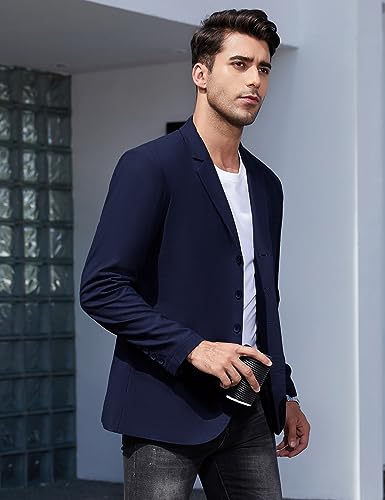 TURETRENDY Men's Casual Coat Lightweight Linen Blazer Regular Fit Sport Jackets Four Buttons Daily Suits4