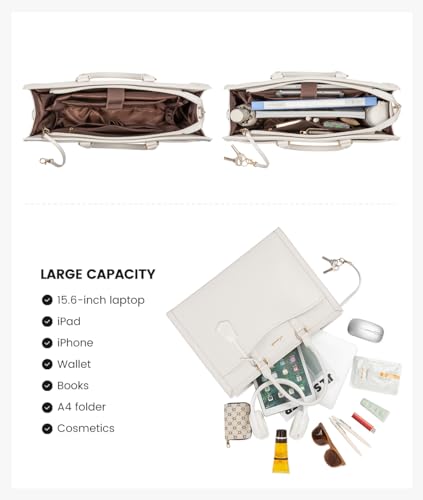 Image of LOVEVOOK Laptop Tote Bag for Women, Office Work Bag Briefcase fit for Laptop, Large Capacity Teacher Bag Handbag
